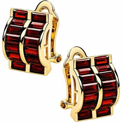 Zlaton Náušnice žluté zlato visací s almandinem výška 1.6cm váha 6.35g O06062506077