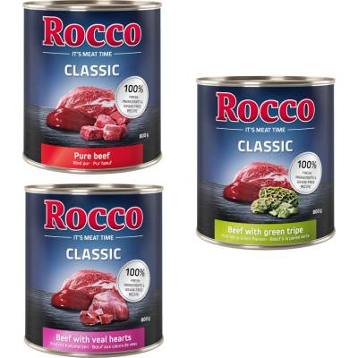 Rocco 24х800г Classic Rocco консервирана храна за кучета, смесена опаковка с говеждо