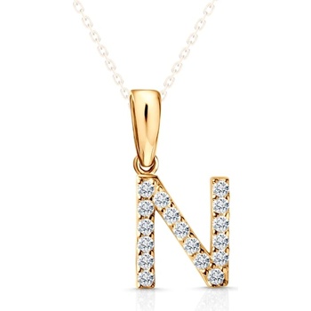 SAVICKI Висулка с буква n savicki: жълто злато, цирконий