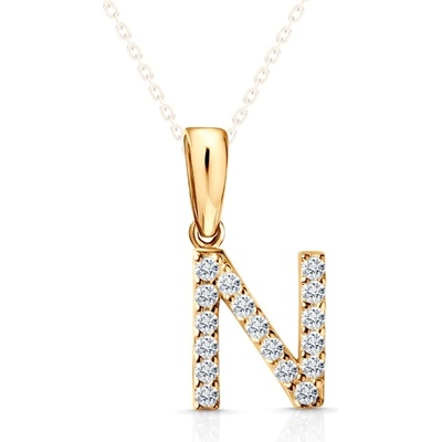 SAVICKI Висулка с буква n savicki: жълто злато, цирконий