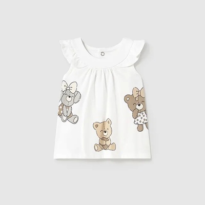 Mayoral Рокля трико в бяло с животинки за новородено момиче Майорал