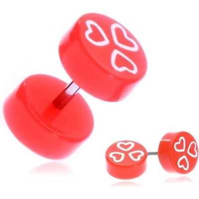 Šperky eshop fake piercing do ucha z akrylu oranžová kolečka a srdce PC33.11