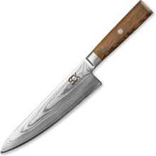 Dellinger Kuchársky nôž SOK COCOBOLO WHITE DAMASCUS 21 cm, hnedá