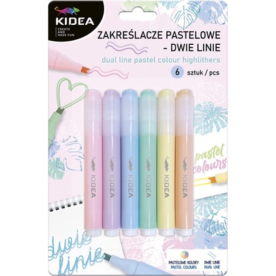 kidea - Текстмаркери двойна линия 6 цв. Пастел