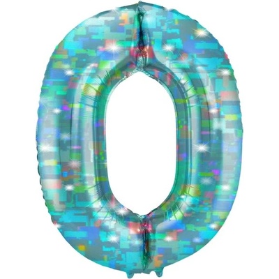 Folat Balónek fóliový číslo 0 Galactic Aqua 101 cm
