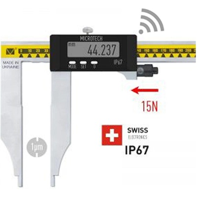 Microtech Дигитален шублер с дълги долни челюсти Microtech WIRELESS MICRON FORCE SwissMet - IP67, 500 мм, 150 мм, 0, 001 мм (141073582)