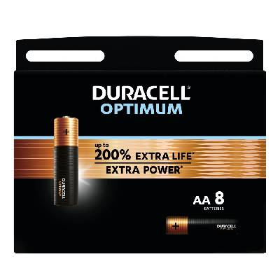 Алкална батерия duracell optimum lr6 /8 бр. в блистер/ 1.5v (dur-ba-lr6-optimum-8pk)