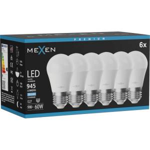 Mexen Nova 6x LED крушка E27, G45, 9W, Студена - 6500K, 945 lm - L101-E27-0965-01x06 (L101-E27-0965-01x06)