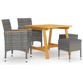 Image 1 of vidaXL Градински трапезен комплект, 5 части, сив (3068696)