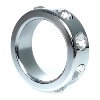 Image 1 of 1Sexy Метален пенис пръстен с инкрустирани кристали сребрист размер s