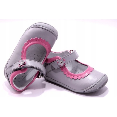 Kornecki 3601 dívčí kožené balerínky polobotky šedá