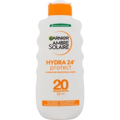 Garnier Ambre Solaire Hydra 24H Protect SPF20 водоустойчив слънцезащитен лосион с хидратиращ ефект 200 ml