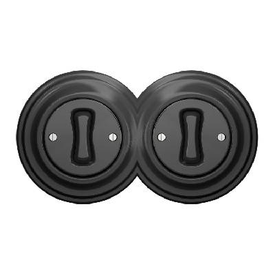 - Двоен ретро еднополюсен ключ с рамка № 1, антрацит (KA0044A)