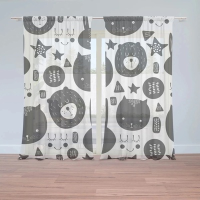 Sablio Záclony Mačička a medveď: 2ks 150x250cm