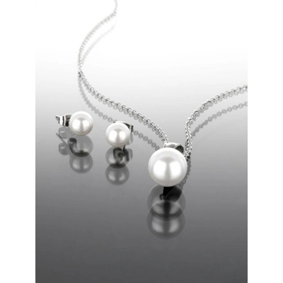Prosperk Sada z oceli náušnice a řetízek s perličkou S0777 – Zboží Mobilmania