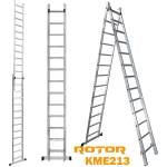 ROTOR Стълба алуминиева, сгъваема, 2x13 стъпала, 6.48 м, ROTOR KME213 (KME213)