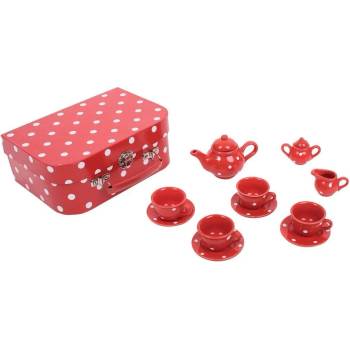 Image 1 of Bigjigs Игрален комплект Bigjigs - Порцеланов сервиз за чай, в куфарче, червен (BJ613)