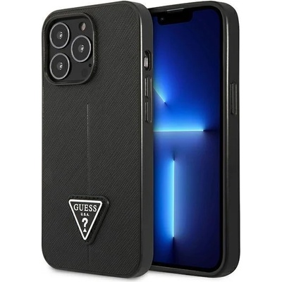 GUESS Кейс Guess GUHCP14LPSATLK за iPhone 14 Pro 6.1", черен / черен, твърд, SaffianoTriangle Logo (GUE002332-0)
