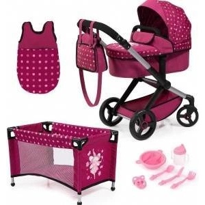 Bayer Doll stroller XEO, crib, sleeping bag pink with accessories 17067AB