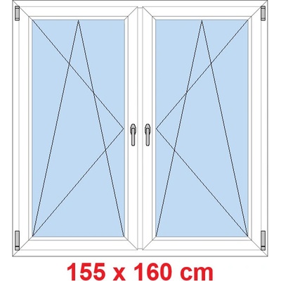 Soft Dvoukřídlé plastové okno 155x160 cm OS+OS se sloupkem Bílá