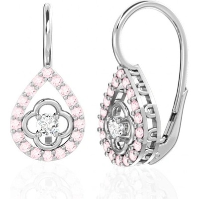 Couple visací náušnice Amanda bílé zlato s růžovými zirkony 6680371-0-0-58