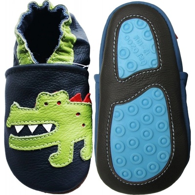 Carozoo Kožené capáčky s gumovou podrážkou krokodýlem Modrá – Zboží Dáma