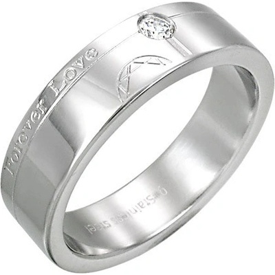 Šperky eshop ocelový prsten Forever Love zirkon F6.11