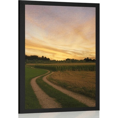 Plakát zapadající slunce nad krajinou - 40x60 no frame