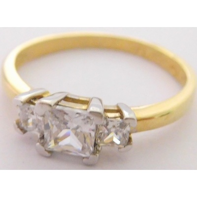 Klenoty Budín zlatý zásnubní prsten se zirkony HK1024