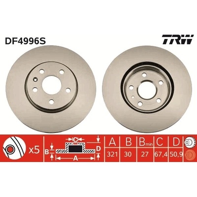 Brzdový kotúč TRW DF4996S