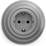 Kliklap - Ретро стенна розетка за домашна употреба с рамка SCHUKO 230V/16A сива (KA0052G)