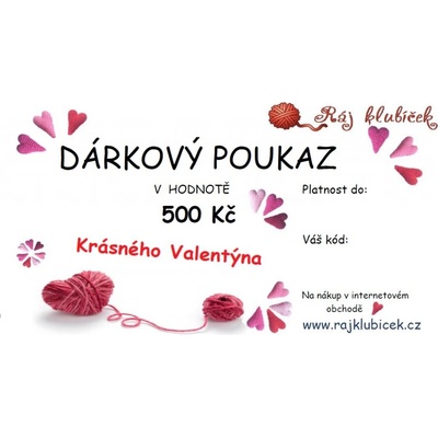 Dárkový poukaz VALENTÝN v hodnotě 500 Kč