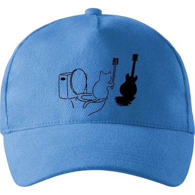 Mačka a gitara WC so zahnutým šiltom a látkovou sponou Svetlomodrá