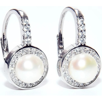 Rafity stříbrné s perlou a zirkony E0043KL-0506