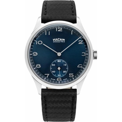 Vulcain Grand Prix - Small Second Blue - Black Carbon Leather Strap