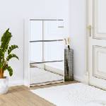 vidaXL Шкаф за обувки с огледало, 3-слоен, бял, висок гланц, 63x17x102, 5 см (342637)