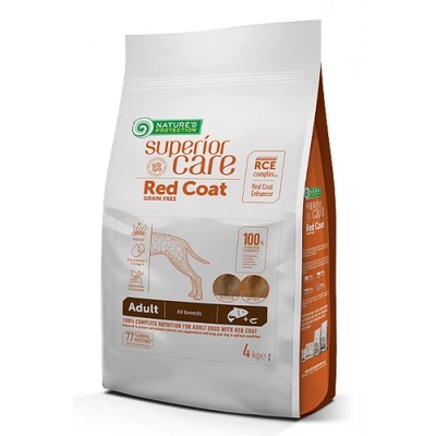 Nature's Protection DOG - Superior Care Red Coat Grain Free Salmon Adult All Breeds, висококачествена храна за пораснали кучета от всички породи с червена козина, със сьомга, Литва - 10 кг