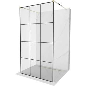Mexen Kioto самостоятелна душ-преграда 120 x 200 см, черна решетка 8 мм, златна - 800-120-002-50-77 (800-120-002-50-77)