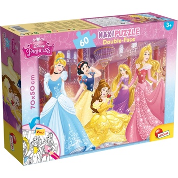 Lisciani Двулицев пъзел за оцветяване Lisciani - Disney Princess, 60 части (LI48250)