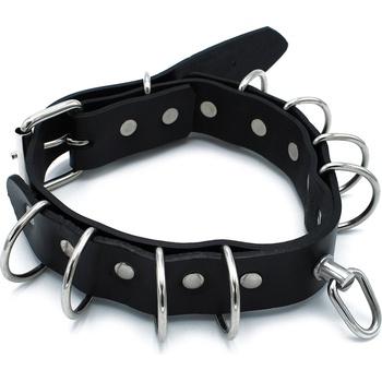 Kiotos Leather Collar Multi-D-Rings Black