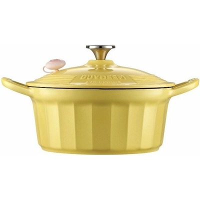 BUYDEEM Smaltovaný liatinový hrniec, model CP551, 3,95l, 25cm, farba jemná žltá