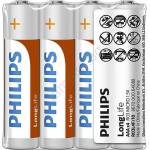 Philips R03L4F/10 - 4 бр. AAA цинкови батерии LONGLIFE 1, 5V 450mAh (P2214)