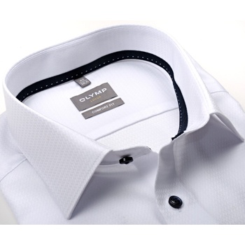 Olymp Luxor Comfort Fit košile krátký rukáv s vetkaným vzorem a vnitřním límcem bílá