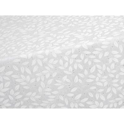 SCANquilt ubrus NATURA LUREX lístky šedostříbrná 155 x 200 cm ovál