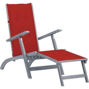 vidaXL Градински шезлонг с подложка за крака и шалте акация масив (3064035)