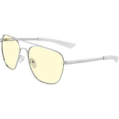 GUNNAR MUSTANG CHROME bílo-stříbrné obroučky, jantarová skla MUS-00301