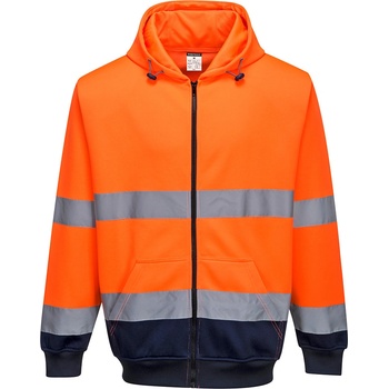 Portwest hi-vis b317 / Светлоотразителен суичър с цип - hv оранжев/тъмносин xl (b317onrxl)