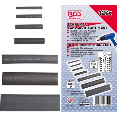 BGS Technic BGS 8042 Smršťovací černé dutinky - sortiment 127 dílů
