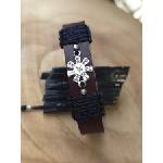 Kathryn' s Bracelets Мъжка кожена гривна със сребро " Розетата от Плиска" (МСГ 4)