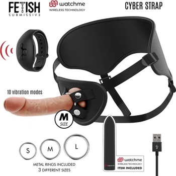 Fetish Submissive Страпон колан с двойна вибрация и дистанционно Cyber Strap М